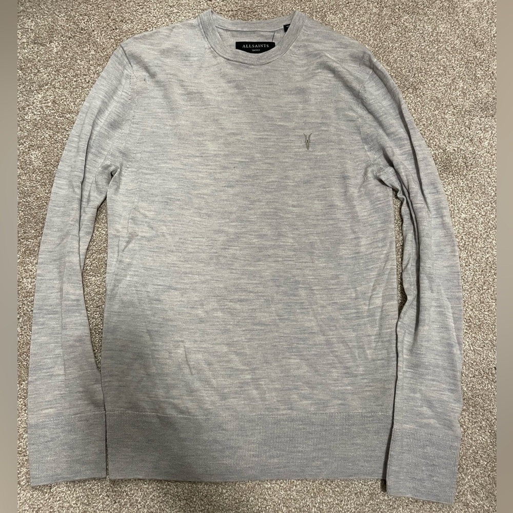 AllSaints Gray Long Sleeve Sweater - Merino